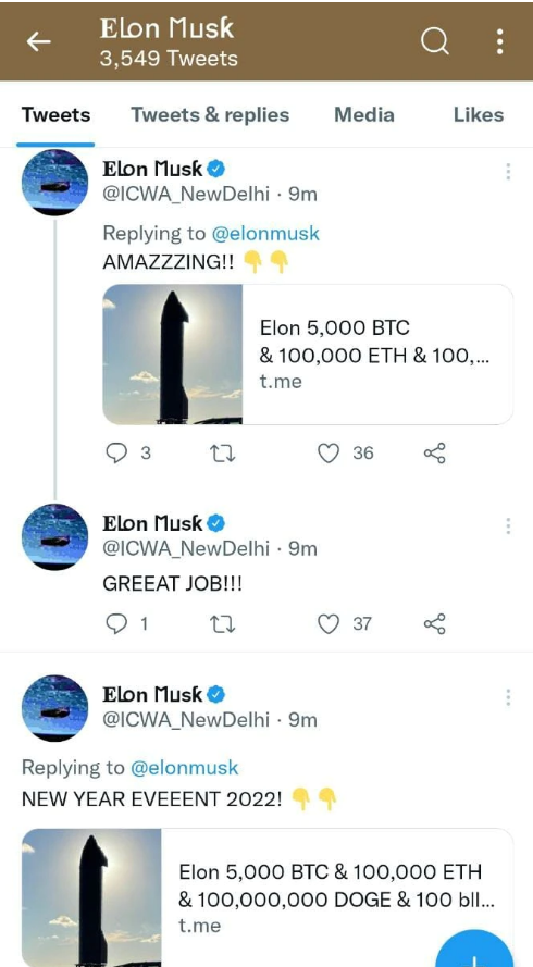 3 Twitter accounts of the Indian agency were hijacked by hackers posing as Elon  Musk in order to scam crypto - CoinCu News