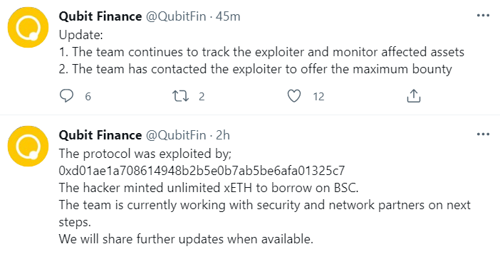 Qubit Finance Hacked Lost 80M QBT Price Down More Than