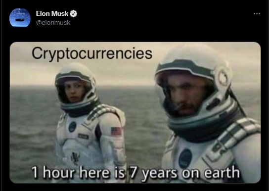 Elon Musk Tweets Interstellar Crypto Meme, Causing Dogecoin to Skyrocket.