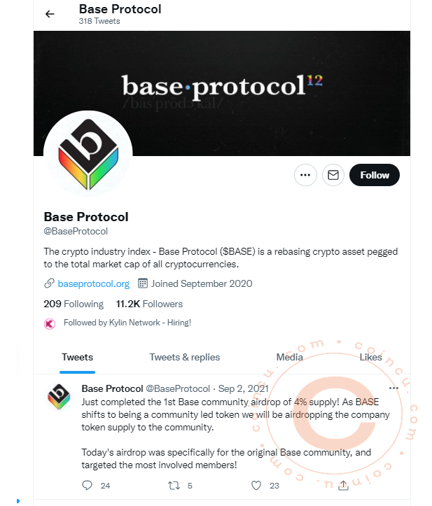 Twitter of Base protocol 