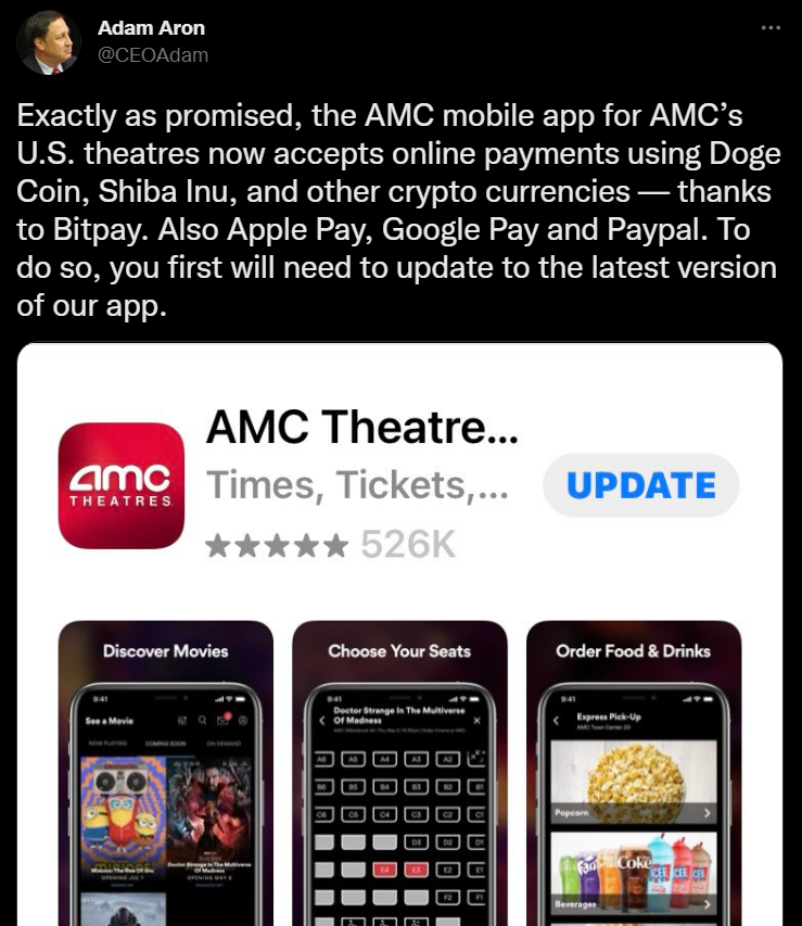Shiba Inu and Dogecoin Now Supported by AMC's Mobile App