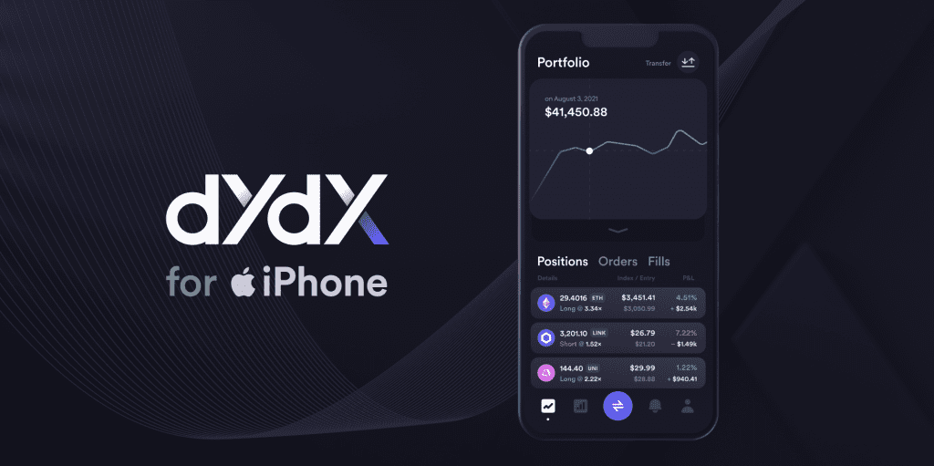 dYdX - crypto derivatives trading platform releases an app via Apple’s iOS store