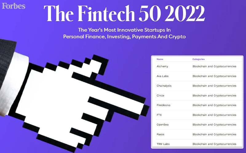 9 crypto companies are on the list of Forbes Fintech 50 2022