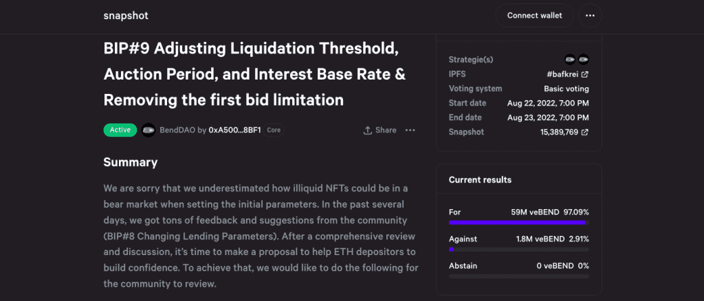 BendDAO Proposes To Change The Liquidation Index Because Of The Crisis