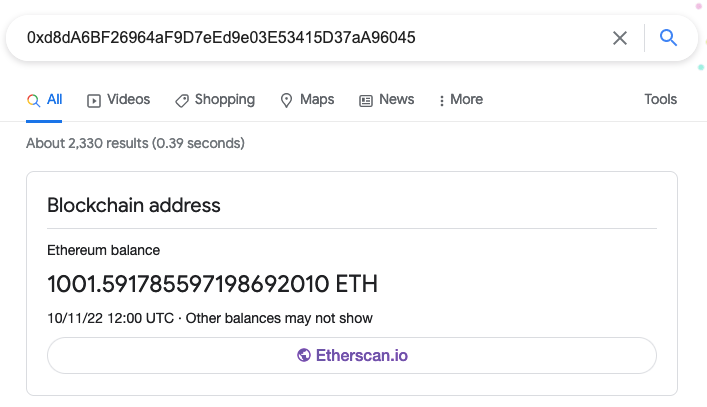 You Now Can Search For An Ethereum Address On Google