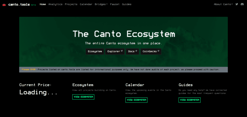 Canto Chain Ecosystem: How Many Projects Have Been Attracted By Free Components?