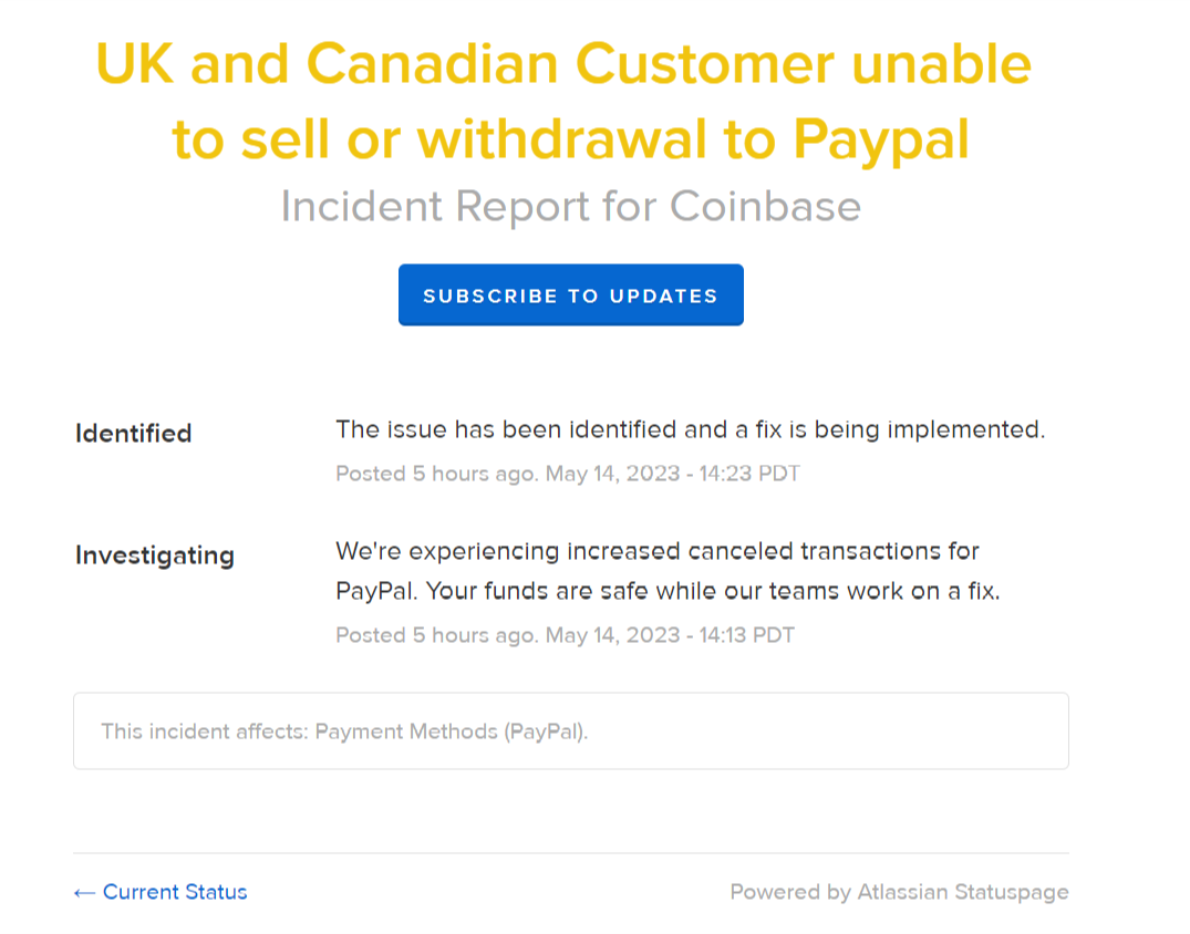 Coinbase UK And Canada Users Can't Trade Via Paypal, Fix Is In Progress