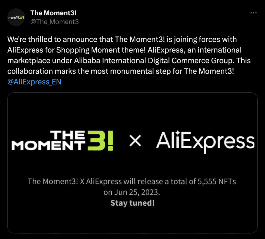 Алибабанын AliExpress жаңы NFT өнөктөштүгүн жашыруун кыскартты